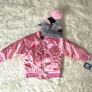***NWT Adidas Pink Jacket w/Hat & Mittens***